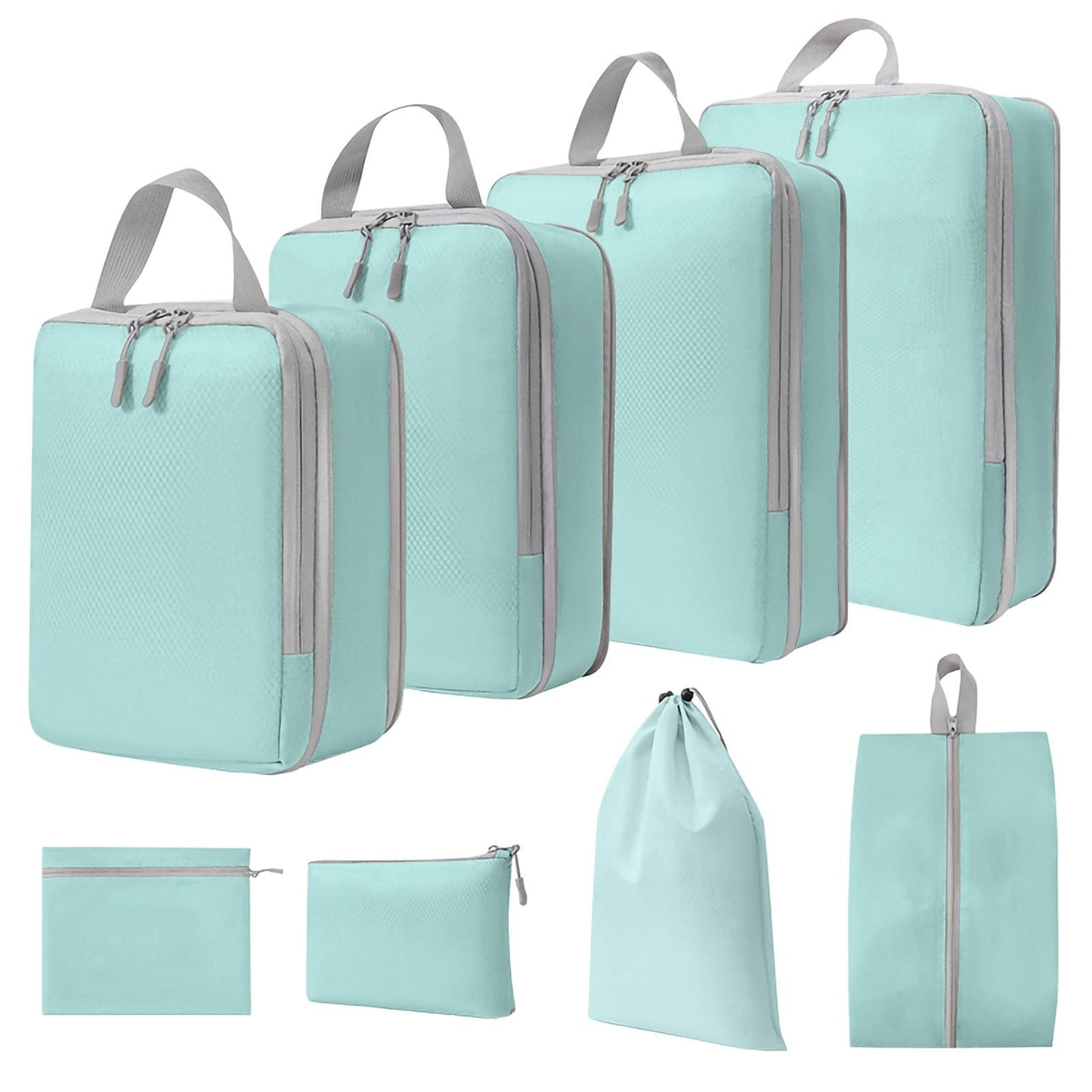 WOOMADA Compression Packing Cubes for Suitcases Travel Essentials 4 Set Expandable Travel Bags Organizer for Luggage(dark grey)