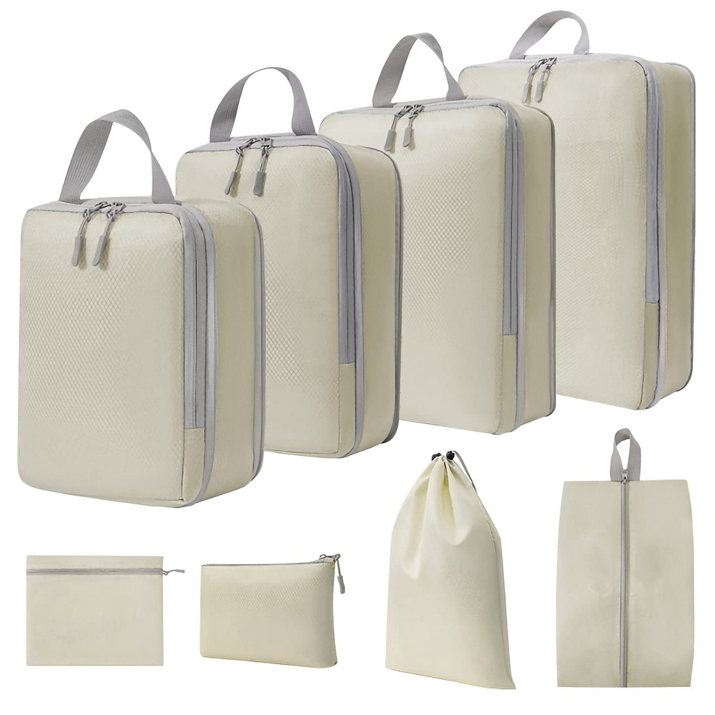 WOOMADA Compression Packing Cubes for Suitcases Travel Essentials 4 Set Expandable Travel Bags Organizer for Luggage(dark grey)