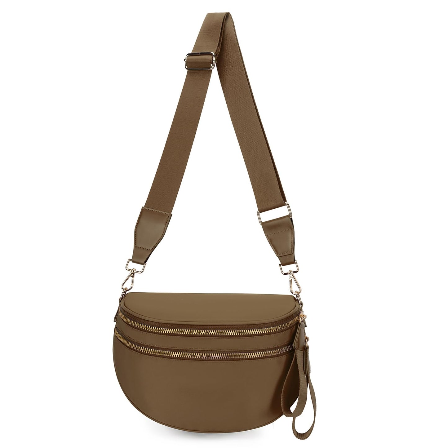 WOOMADA Checkered Crossbody Bag Bum Bag for Women, Fanny Pack Checkered Purse, Belt Bag with Shoulder Strap(Brown Checkerboard)