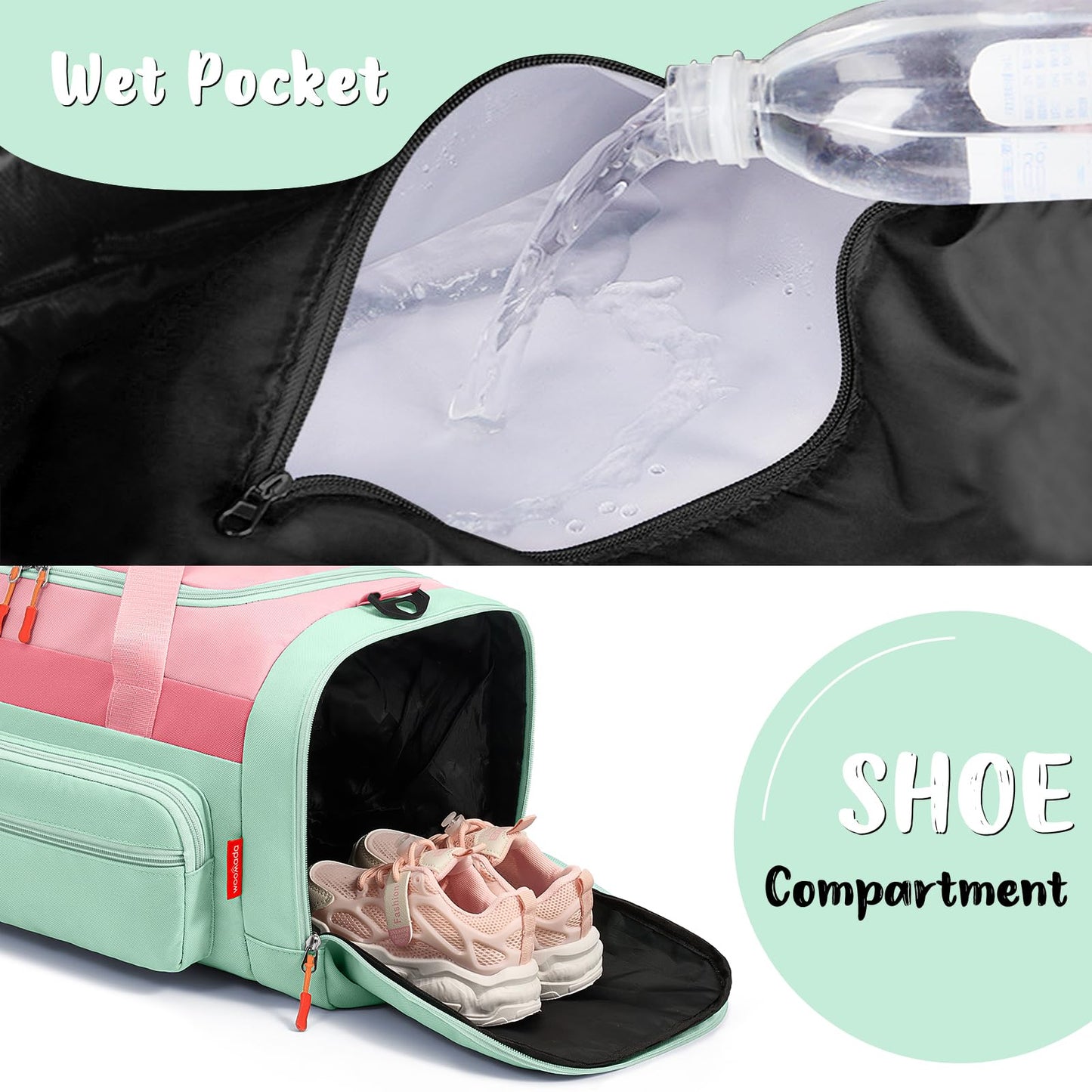 WOOMADA Kids Duffle Bag for Boys or Girls,Weekender Overnight Bag with Shoe Compartment & Wet Pocket Perfect For School, Sports, Overnight Trips(Hot Pink)