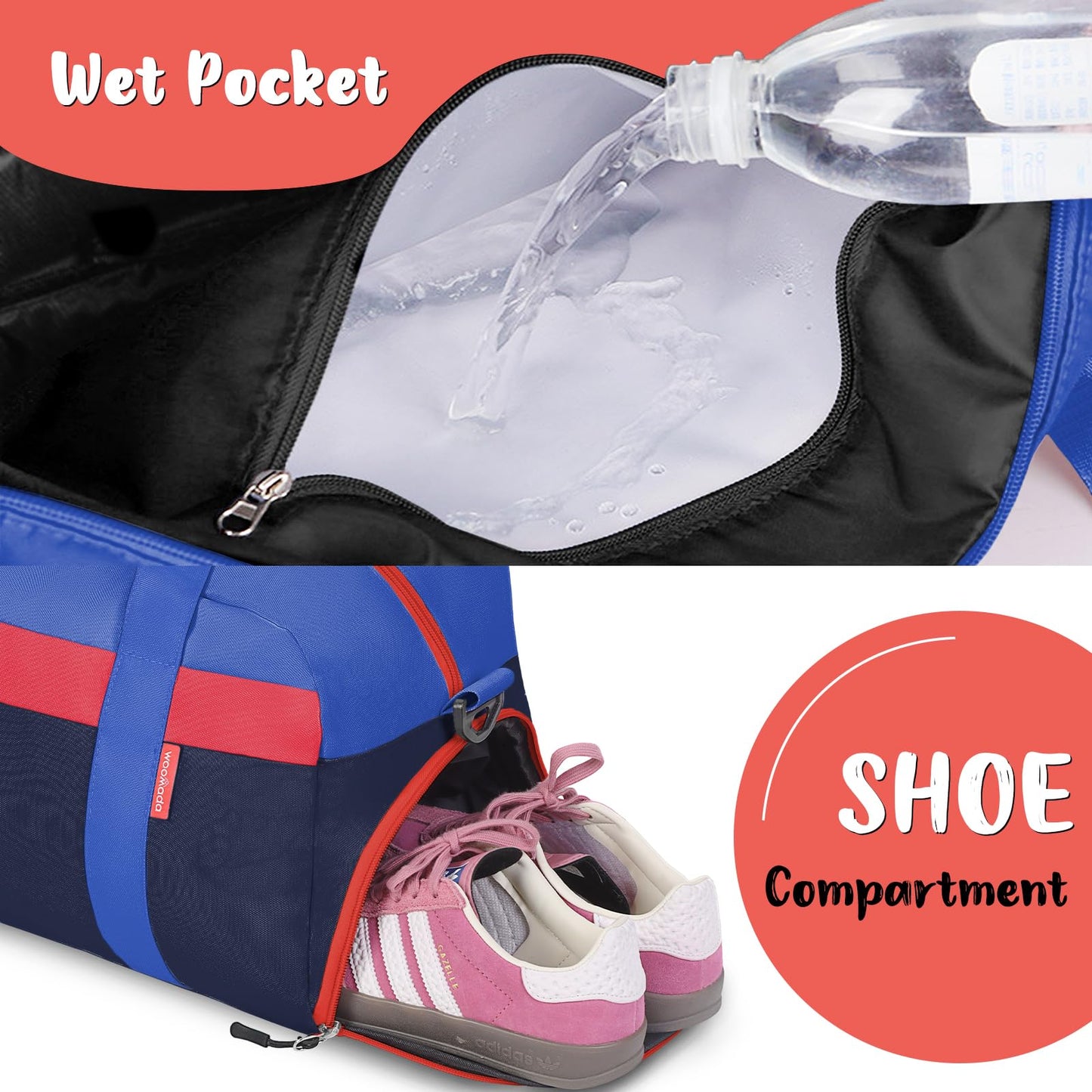 WOOMADA Kids Duffle Bag for Boys or Girls, Kids Overnight Bag with Shoe Compartment＆Wet Pocket, Ideal for School Practice, Sports, Travel(green blue)