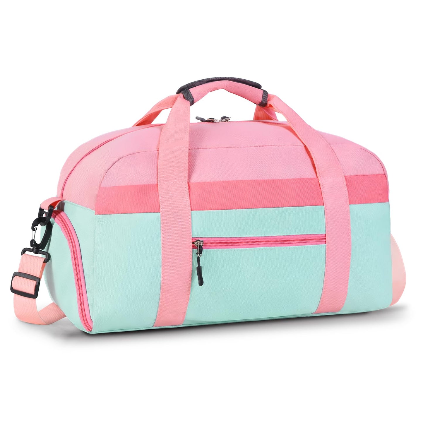 WOOMADA Kids Duffle Bag for Boys or Girls, Kids Overnight Bag with Shoe Compartment＆Wet Pocket, Ideal for School Practice, Sports, Travel(green blue)