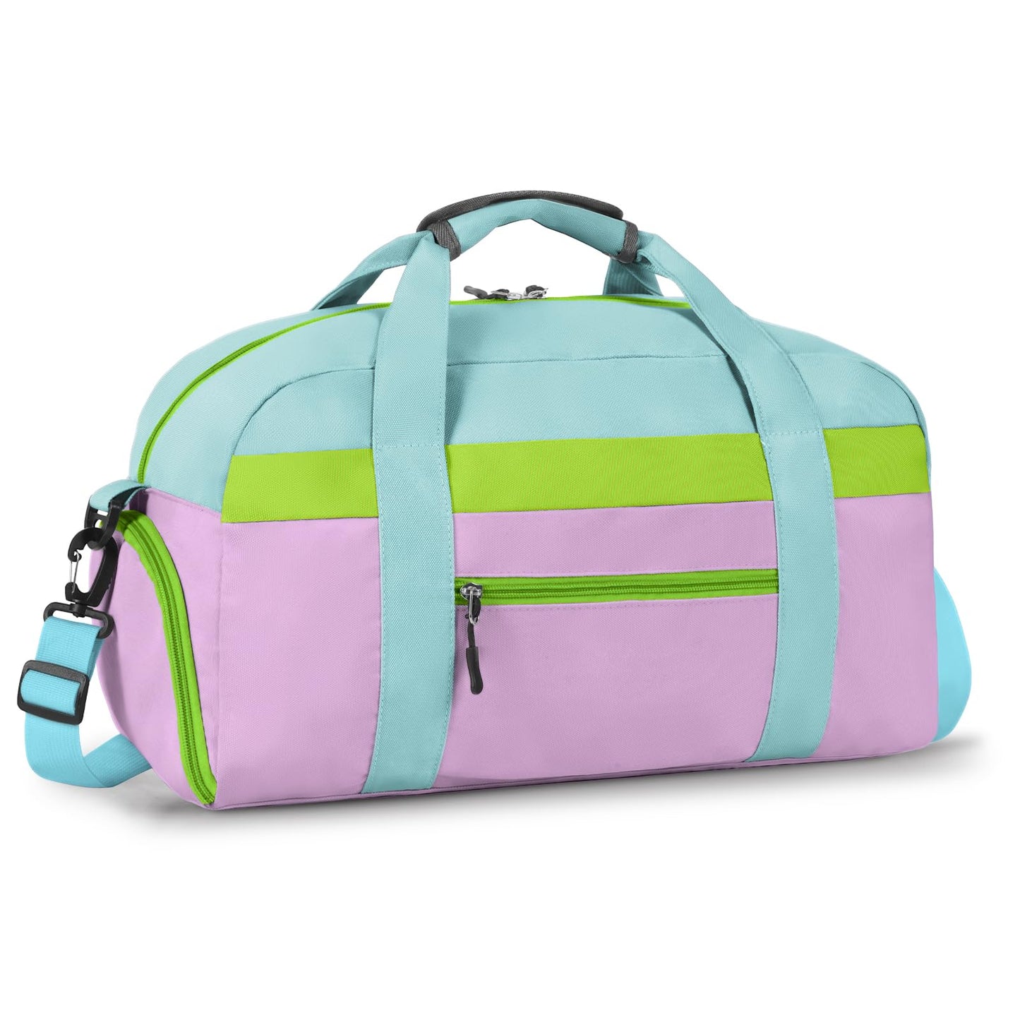 WOOMADA Kids Duffle Bag for Boys or Girls, Kids Overnight Bag with Shoe Compartment＆Wet Pocket, Ideal for School Practice, Sports, Travel(green blue)
