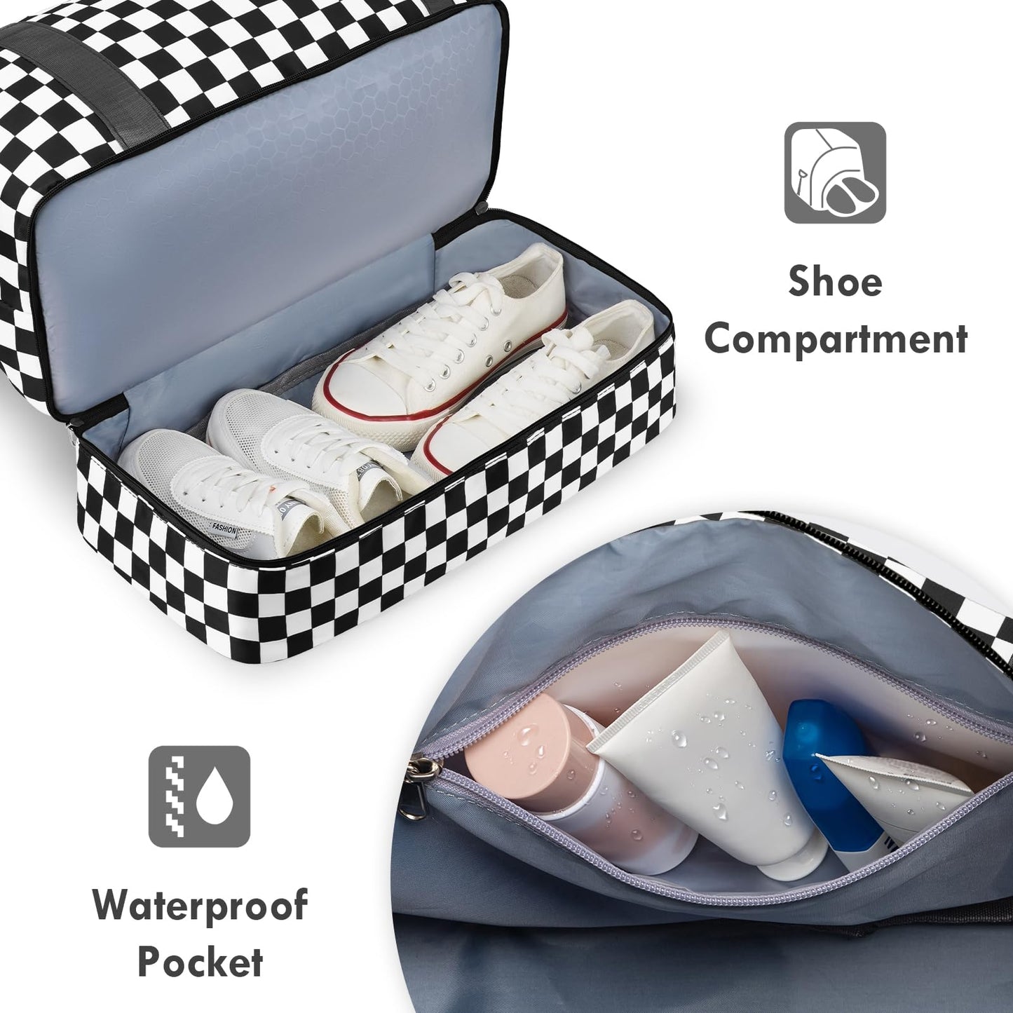 WOOMADA Weekender Overnight Bag for Women, Shoulder Travel Duffel with Shoes Compartment,Gym Bag with Toiletry Bag