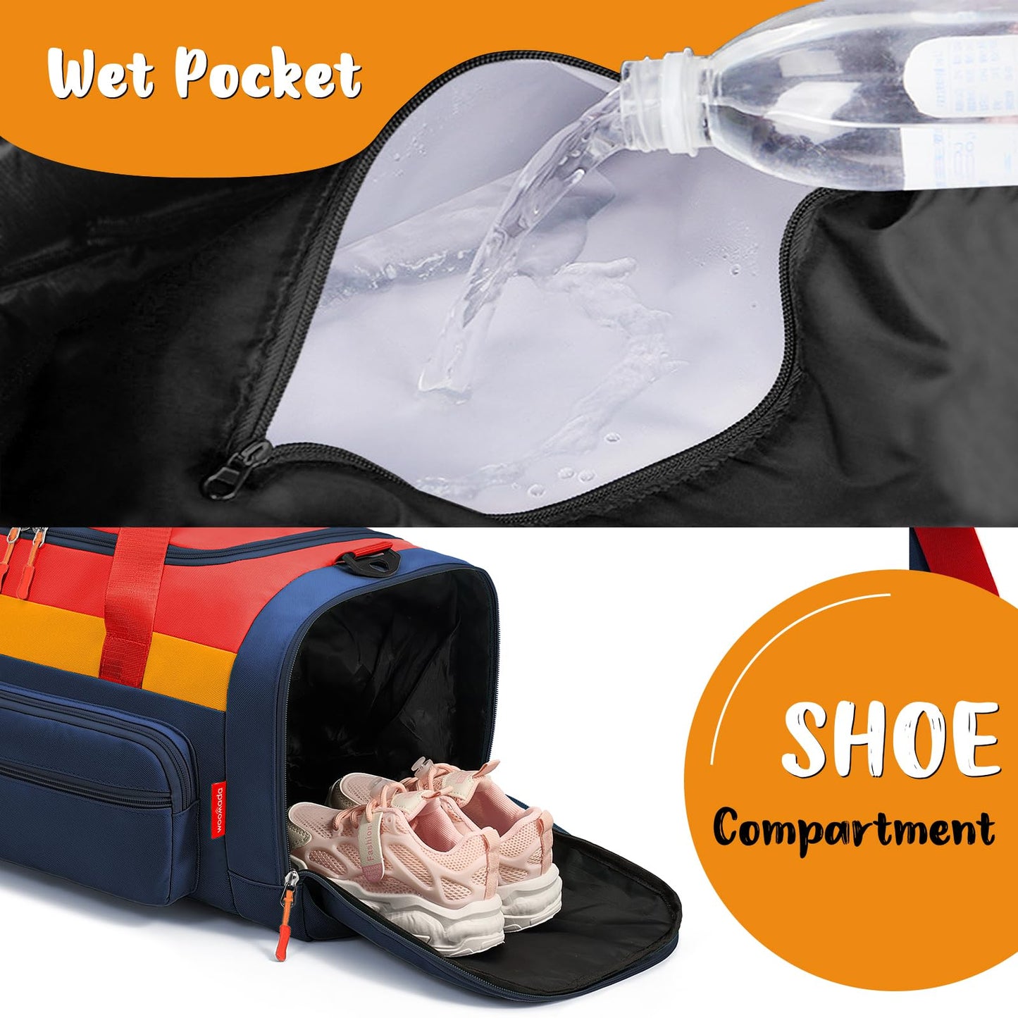 WOOMADA Kids Duffle Bag for Boys or Girls,Weekender Overnight Bag with Shoe Compartment & Wet Pocket Perfect For School, Sports, Overnight Trips(Hot Pink)