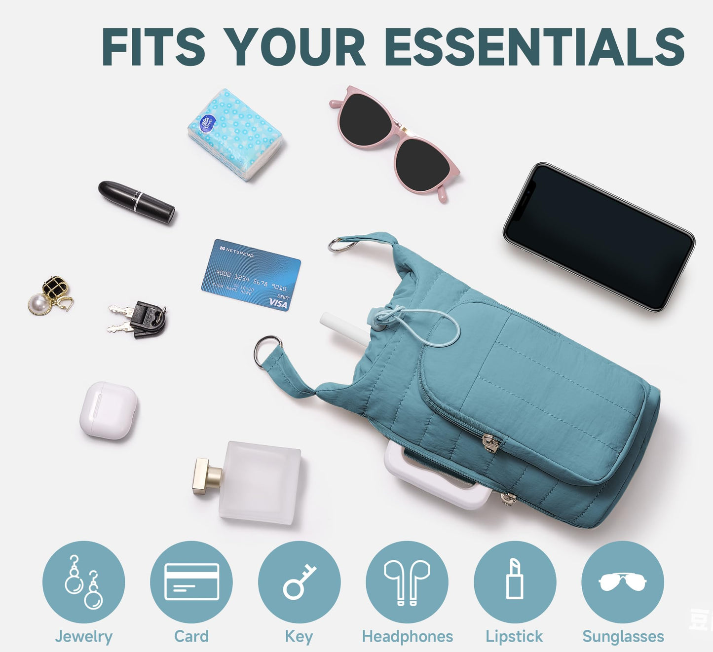 WOOMADA Water Bottle Holder Bag with Strap, 40/32 oz Crossbody Bag Gym Accessories, Sling Purses for Women(Beige)