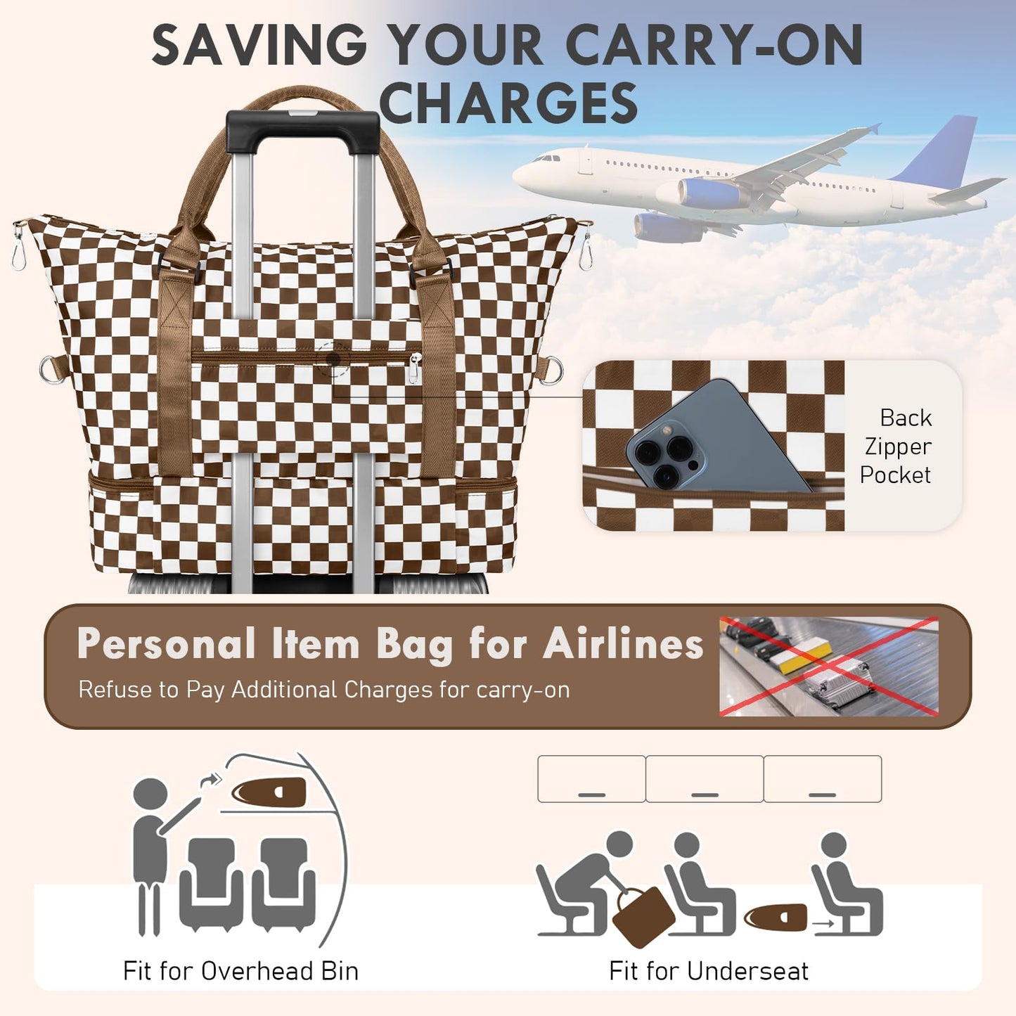 WOOMADA Weekender Overnight Bag for Women, Shoulder Travel Duffel with Shoes Compartment,Gym Bag with Toiletry Bag