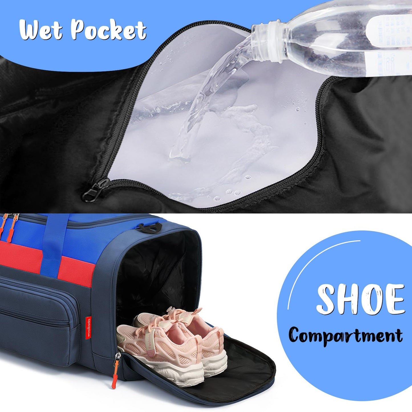 WOOMADA Kids Duffle Bag for Boys or Girls,Weekender Overnight Bag with Shoe Compartment & Wet Pocket Perfect For School, Sports, Overnight Trips(Hot Pink)