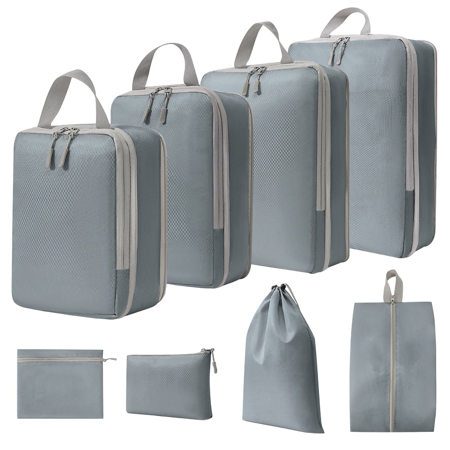 WOOMADA Compression Packing Cubes for Suitcases Travel Essentials 4 Set Expandable Travel Bags Organizer for Luggage(dark grey)