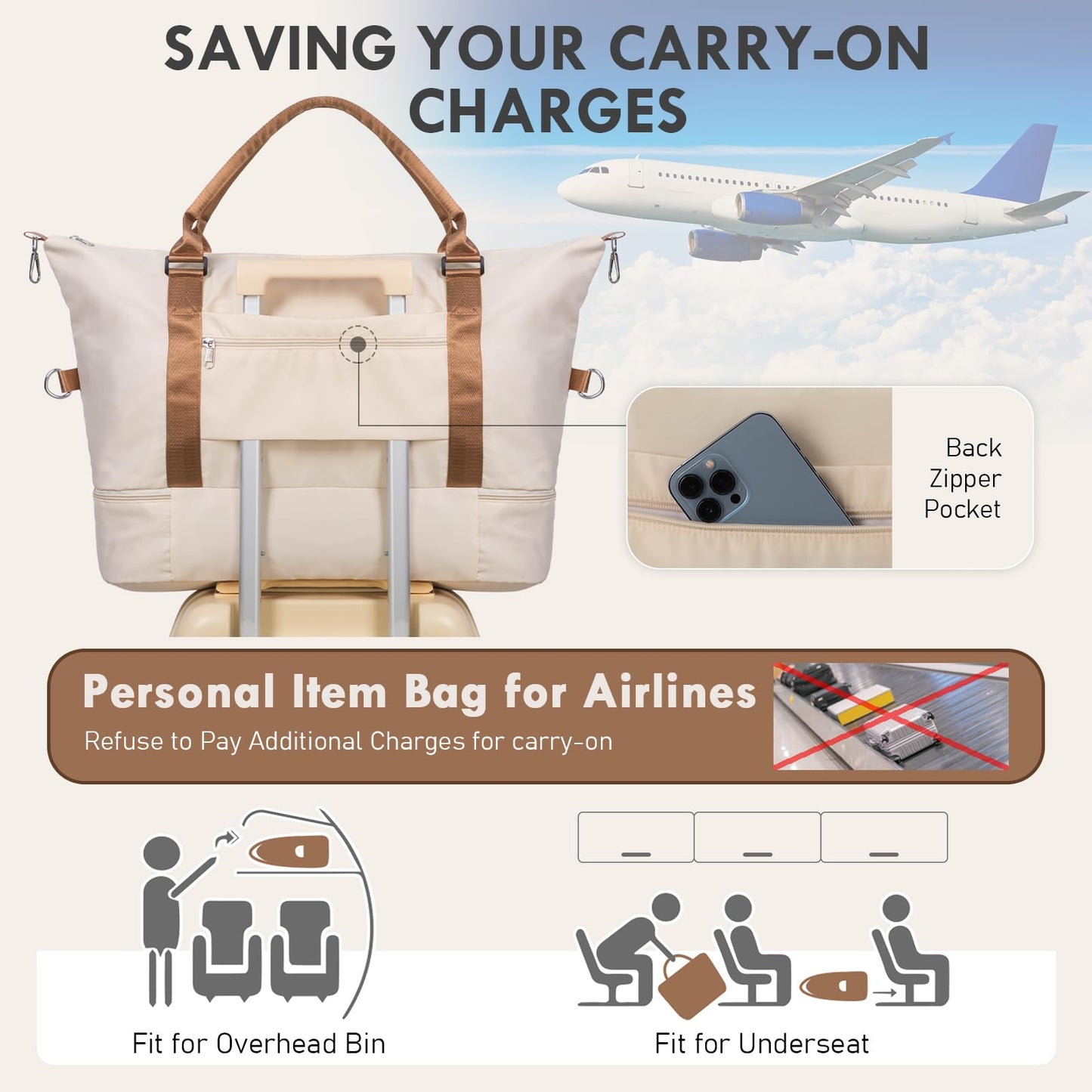 WOOMADA Weekender Overnight Bag for Women, Shoulder Travel Duffel with Shoes Compartment,Gym Bag with Toiletry Bag