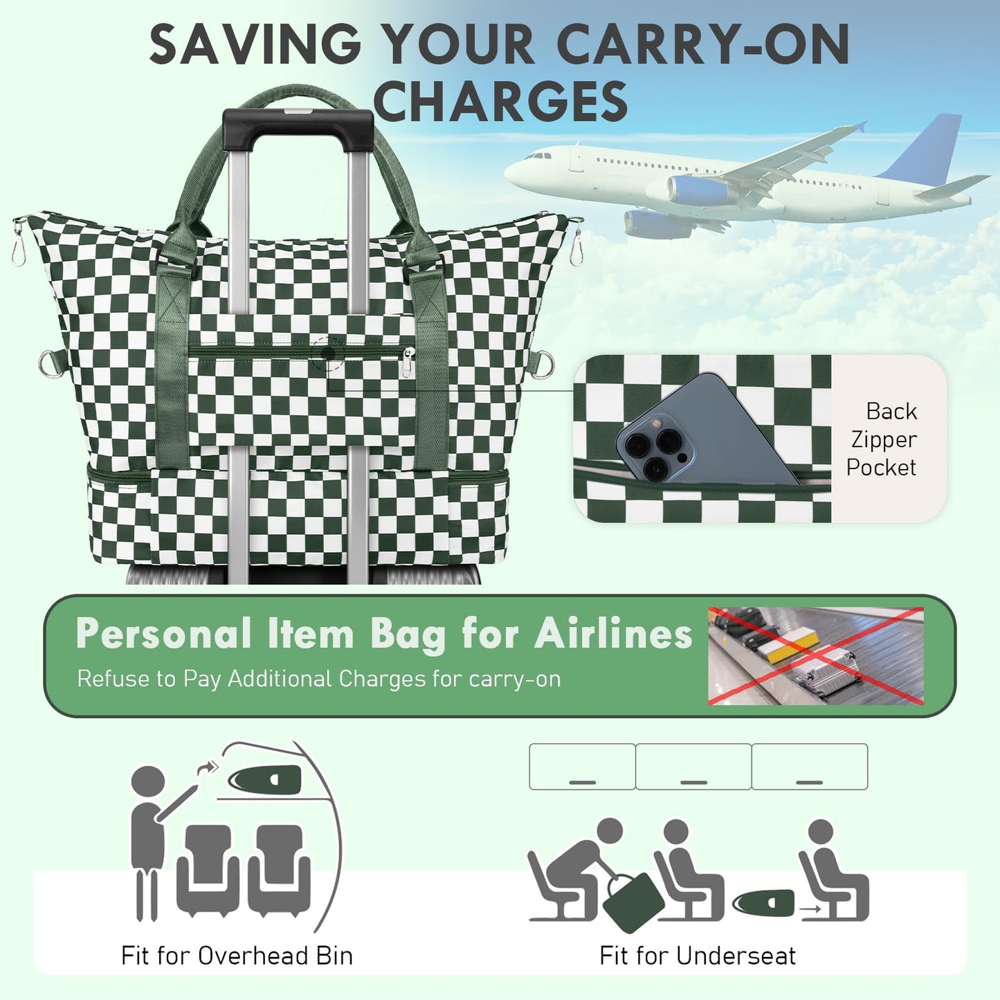 WOOMADA Weekender Overnight Bag for Women, Shoulder Travel Duffel with Shoes Compartment,Gym Bag with Toiletry Bag