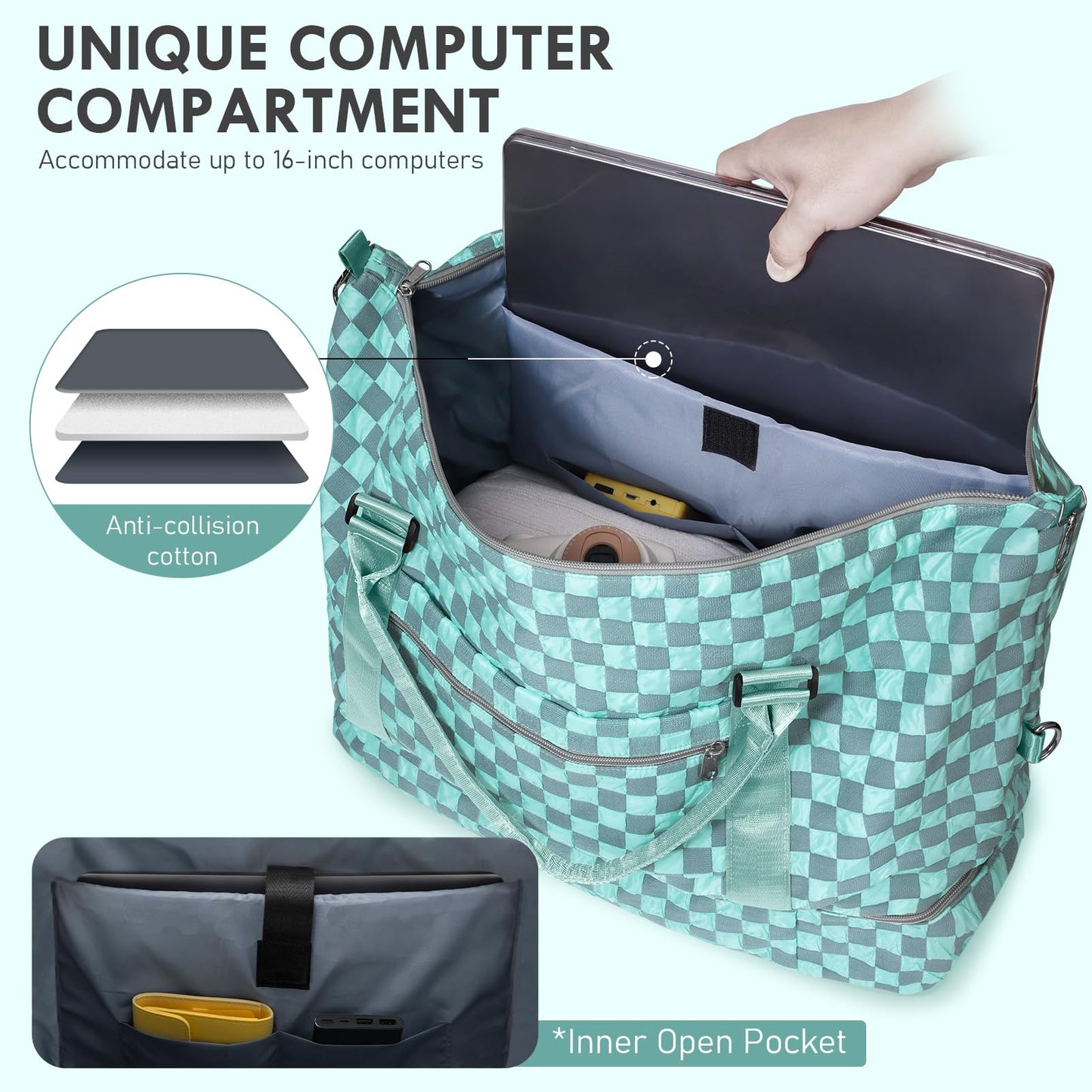 WOOMADA Weekender Overnight Bag for Women, Shoulder Travel Duffel with Shoes Compartment,Gym Bag with Toiletry Bag