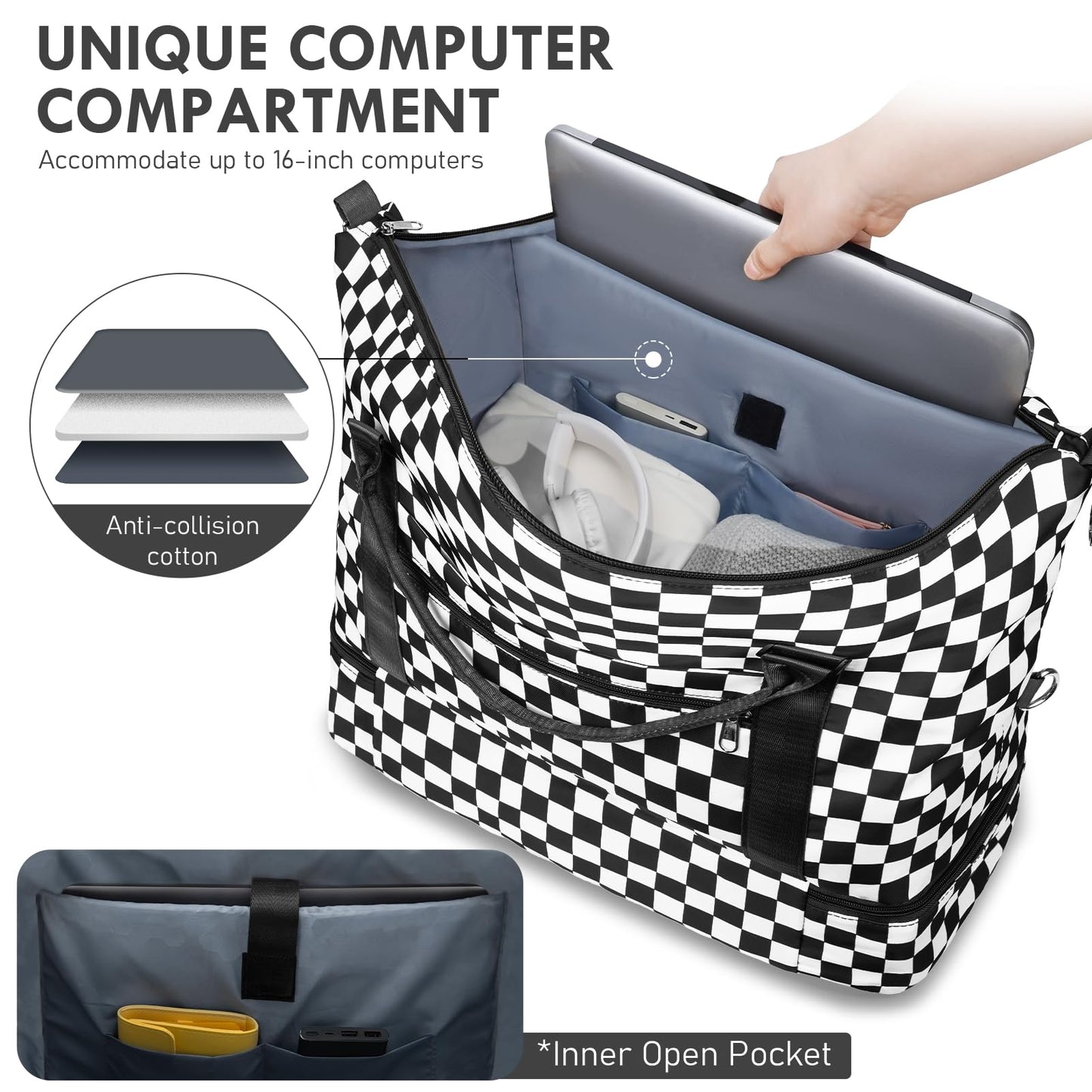 WOOMADA Weekender Overnight Bag for Women, Shoulder Travel Duffel with Shoes Compartment,Gym Bag with Toiletry Bag