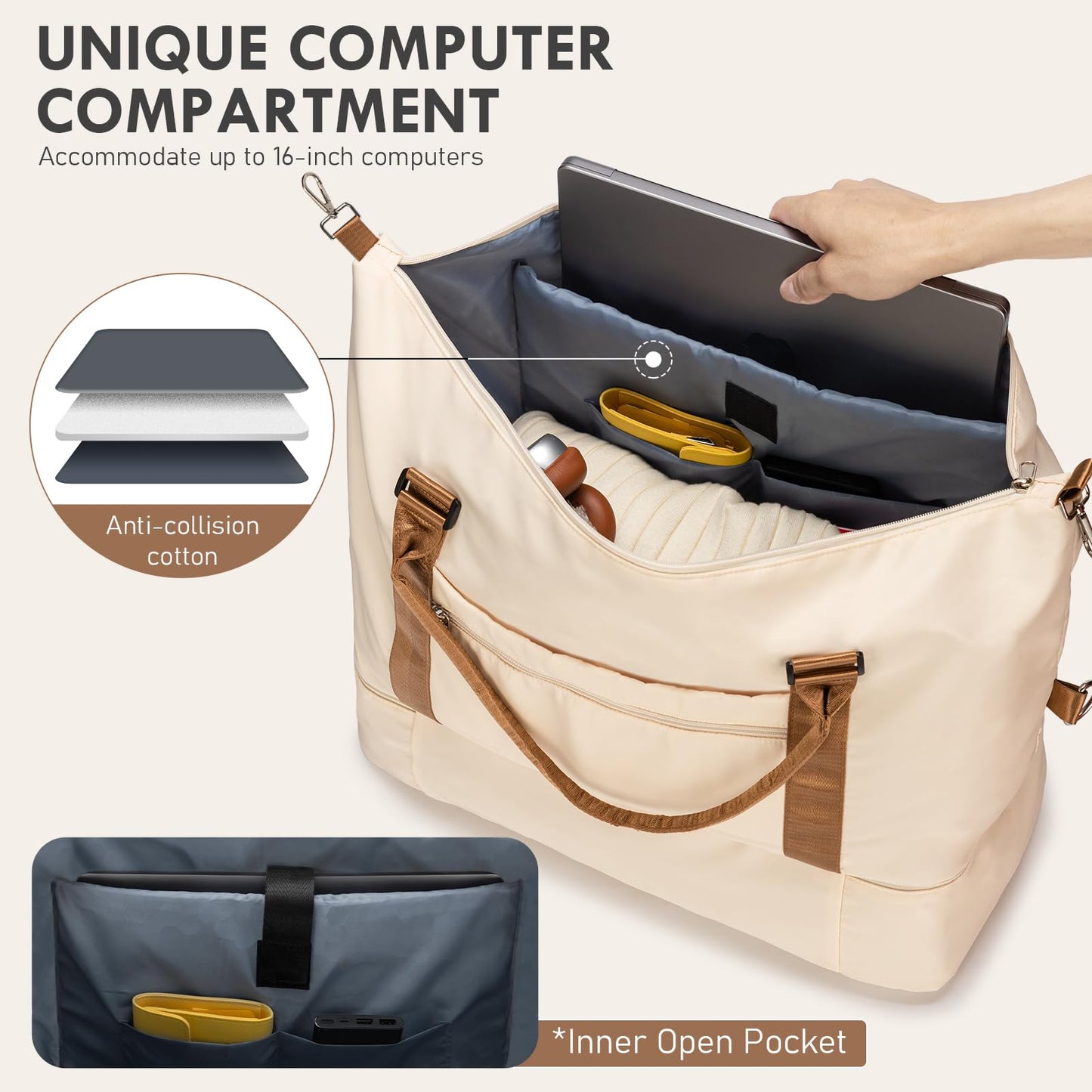 WOOMADA Weekender Overnight Bag for Women, Shoulder Travel Duffel with Shoes Compartment,Gym Bag with Toiletry Bag