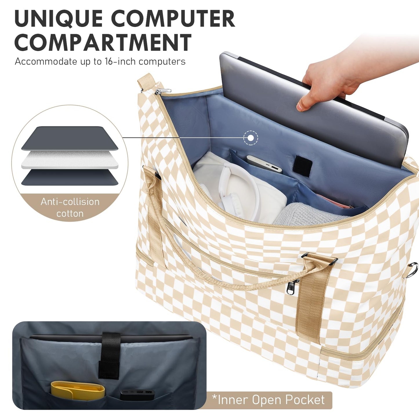 WOOMADA Weekender Overnight Bag for Women, Shoulder Travel Duffel with Shoes Compartment,Gym Bag with Toiletry Bag