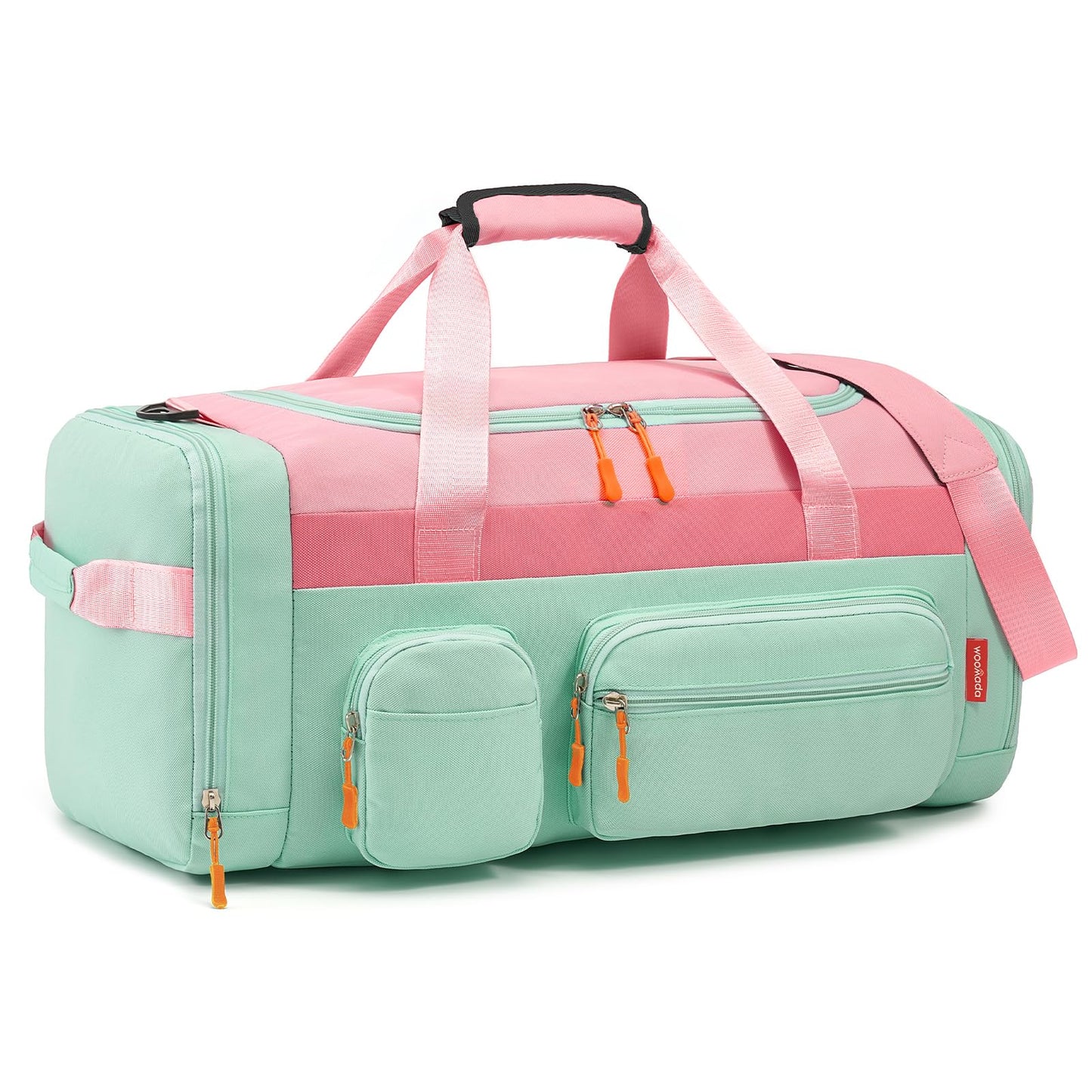 WOOMADA Kids Duffle Bag for Boys or Girls,Weekender Overnight Bag with Shoe Compartment & Wet Pocket Perfect For School, Sports, Overnight Trips(Hot Pink)
