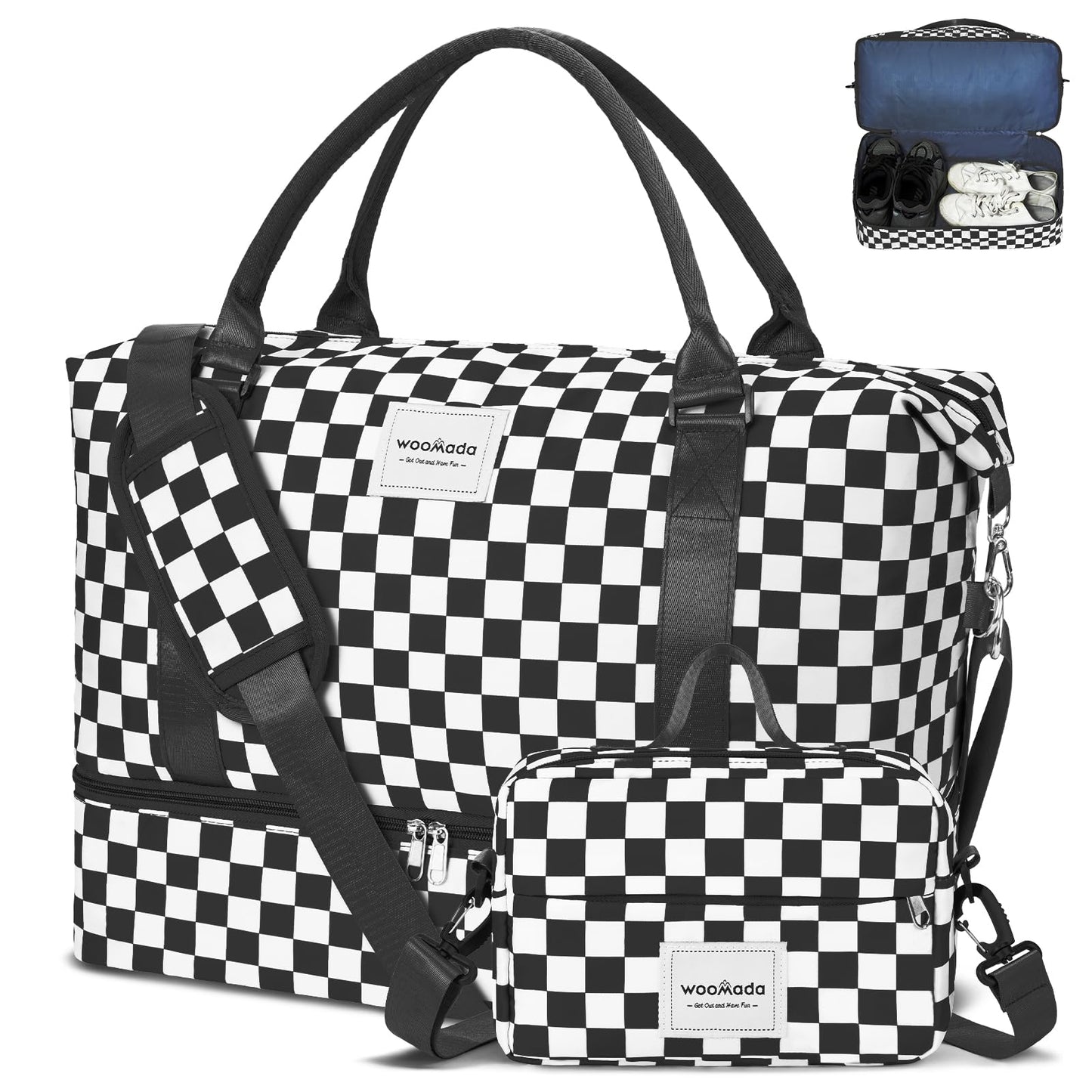 WOOMADA Weekender Overnight Bag for Women, Shoulder Travel Duffel with Shoes Compartment,Gym Bag with Toiletry Bag