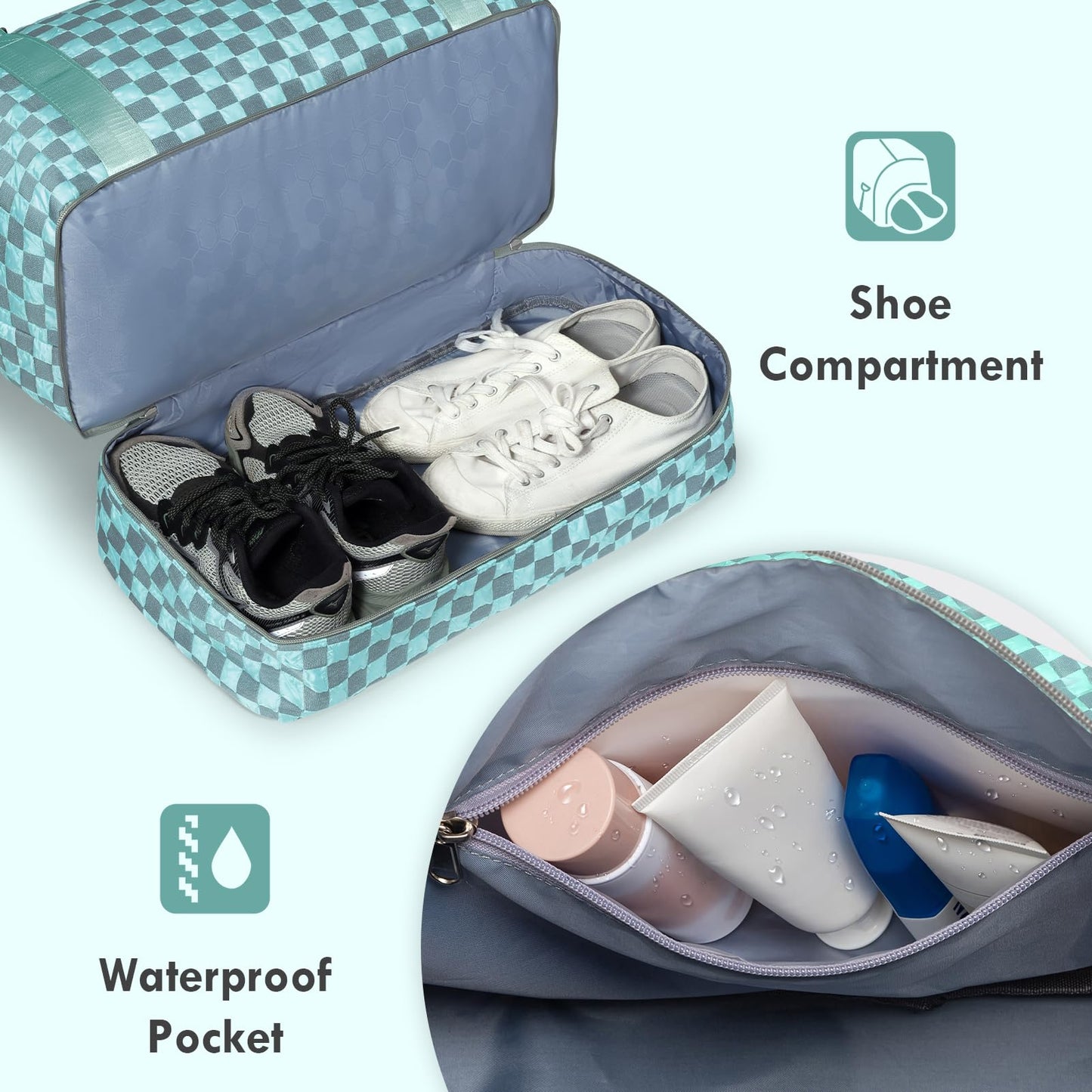 WOOMADA Weekender Overnight Bag for Women, Shoulder Travel Duffel with Shoes Compartment,Gym Bag with Toiletry Bag