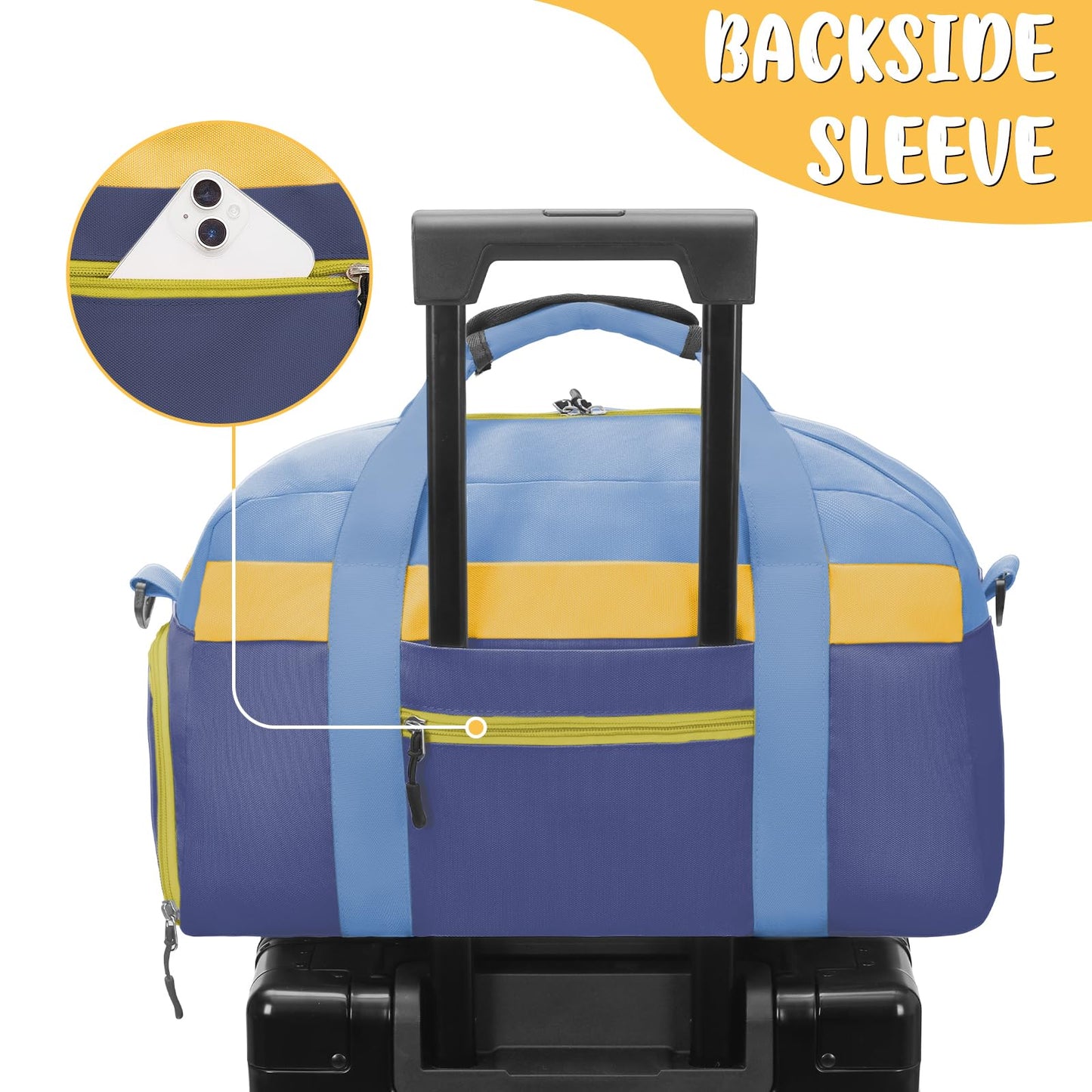WOOMADA Kids Duffle Bag for Boys or Girls, Kids Overnight Bag with Shoe Compartment＆Wet Pocket, Ideal for School Practice, Sports, Travel(green blue)