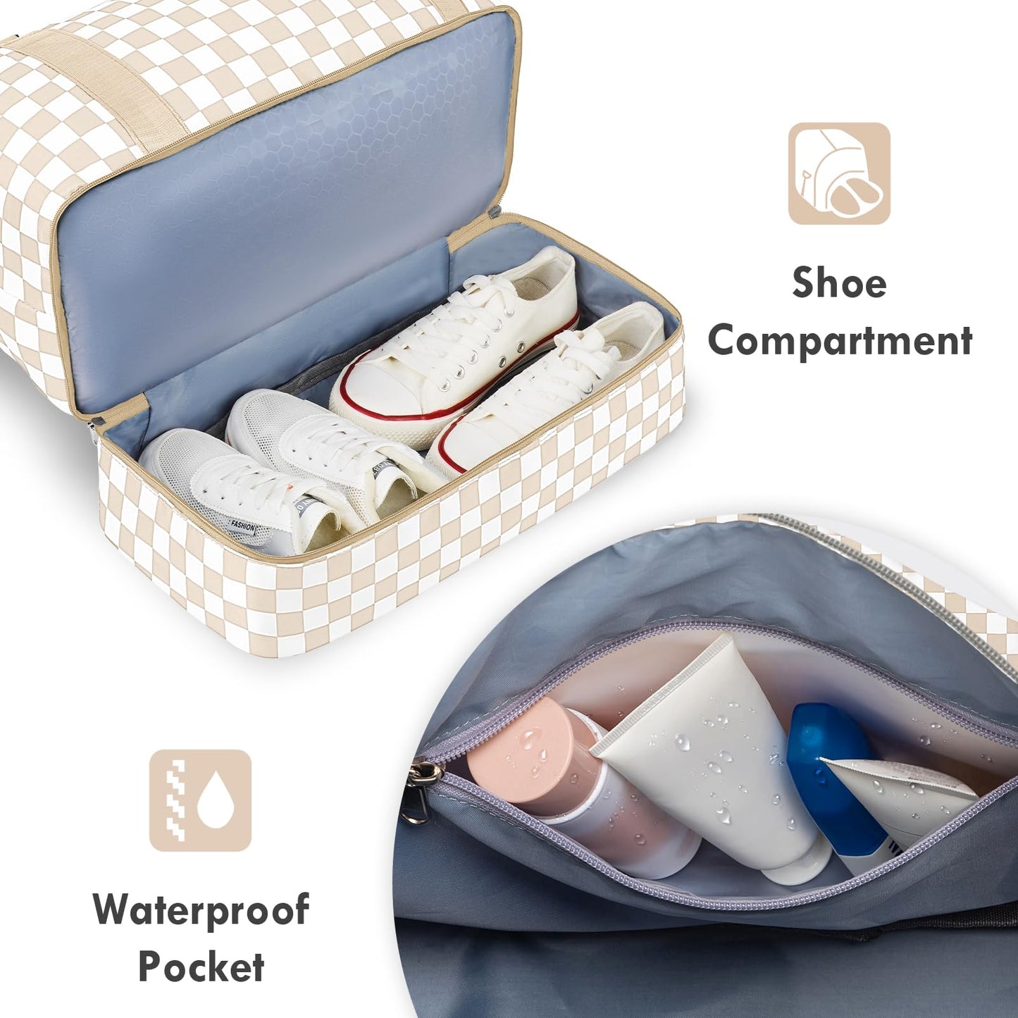 WOOMADA Weekender Overnight Bag for Women, Shoulder Travel Duffel with Shoes Compartment,Gym Bag with Toiletry Bag