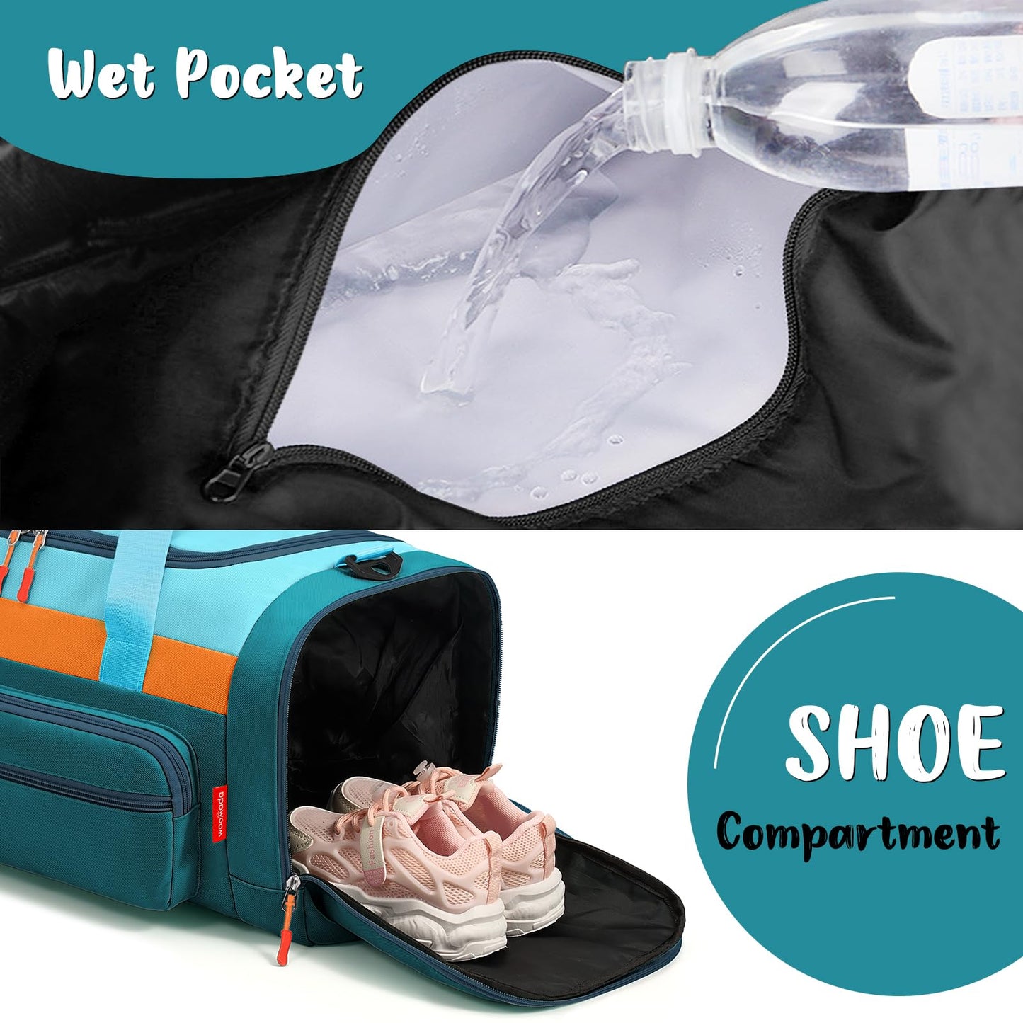 WOOMADA Kids Duffle Bag for Boys or Girls,Weekender Overnight Bag with Shoe Compartment & Wet Pocket Perfect For School, Sports, Overnight Trips(Hot Pink)