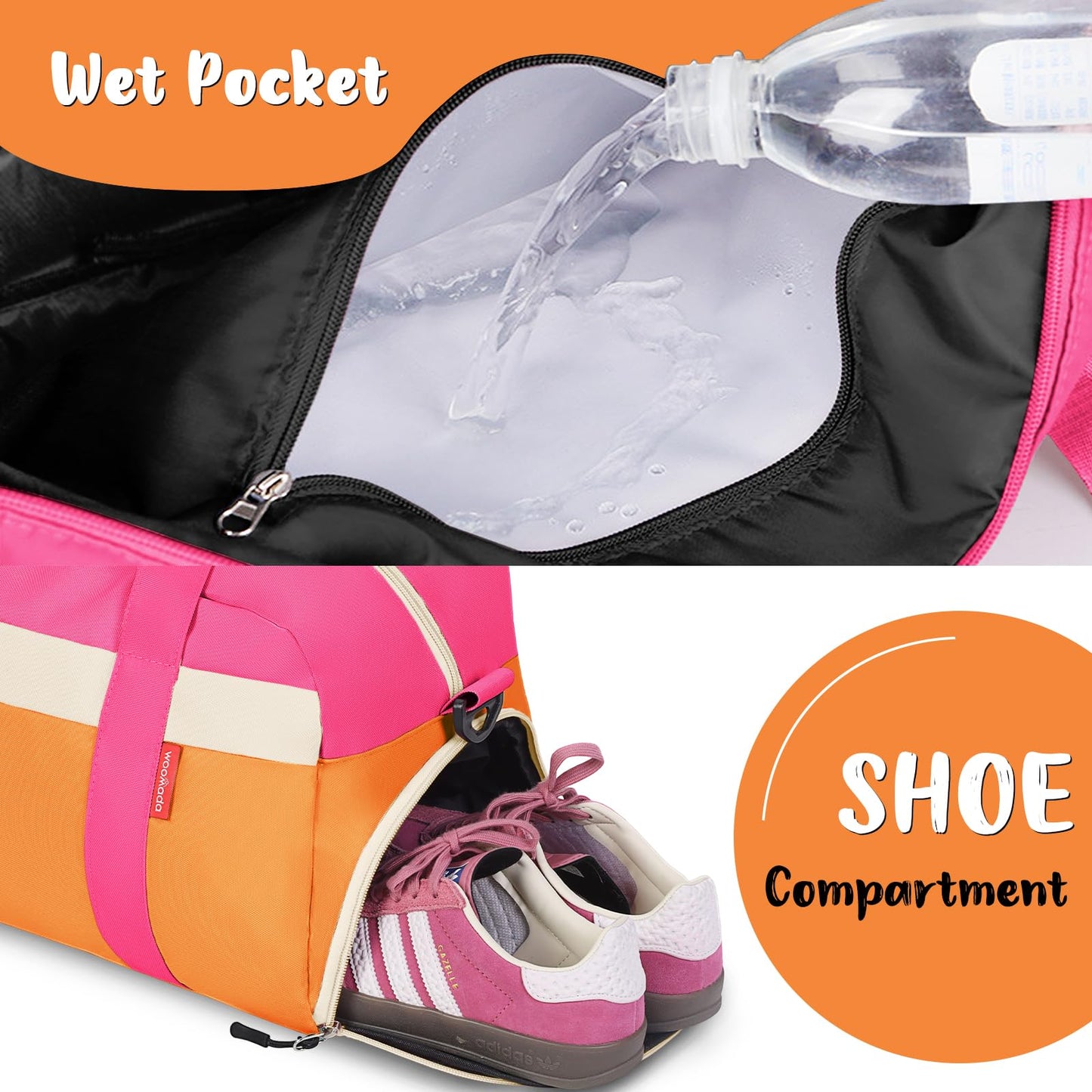 WOOMADA Kids Duffle Bag for Boys or Girls, Kids Overnight Bag with Shoe Compartment＆Wet Pocket, Ideal for School Practice, Sports, Travel(green blue)
