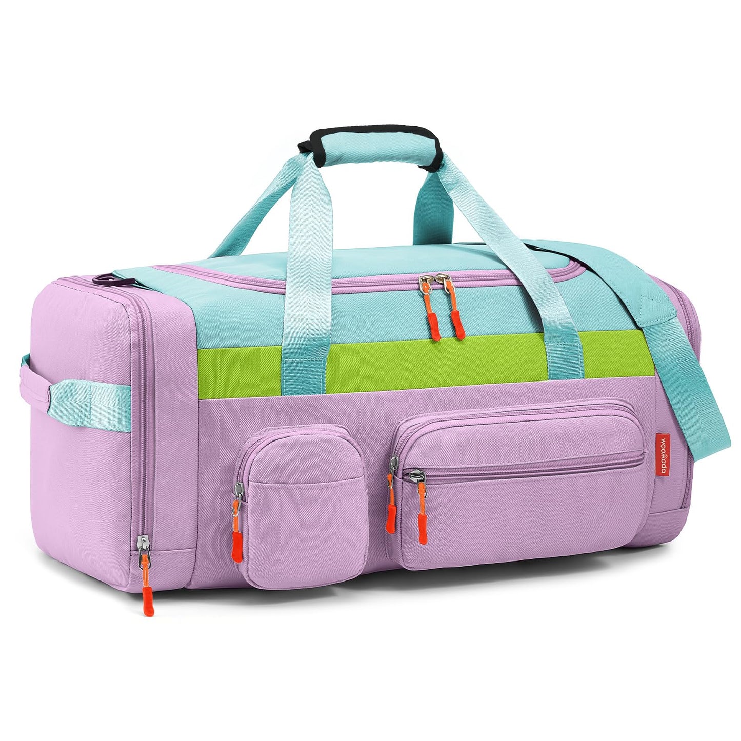 WOOMADA Kids Duffle Bag for Boys or Girls,Weekender Overnight Bag with Shoe Compartment & Wet Pocket Perfect For School, Sports, Overnight Trips(Hot Pink)