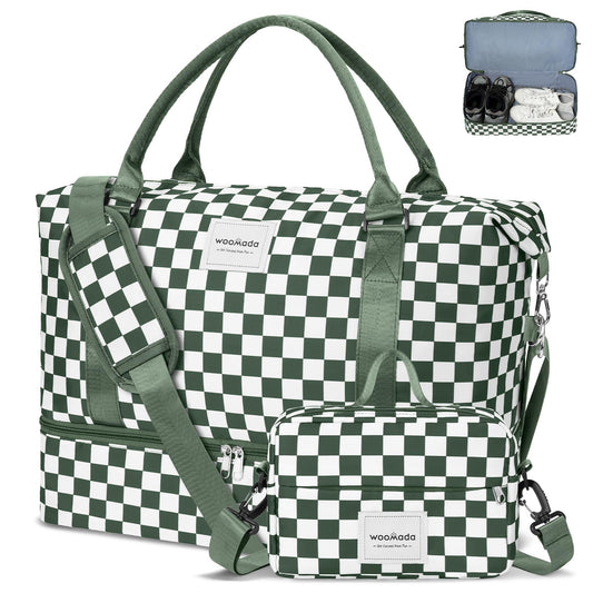 WOOMADA Weekender Overnight Bag for Women, Shoulder Travel Duffel with Shoes Compartment,Gym Bag with Toiletry Bag
